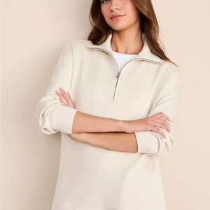 Cream Half-Zip Pullover Sweatshirt